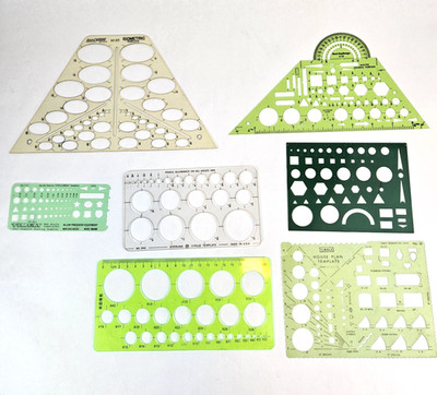 Lot of 12 Drafting Templates - Berol RapiDesign Pickett Timely - Engineering