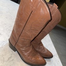 SCM7017: brown leather cowboy boots Sz 10.5 EE