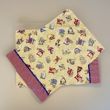 Kids Animal & ABCs Pillowcase Set Yellow W Checkers & Stars Trim Anthropomorphic