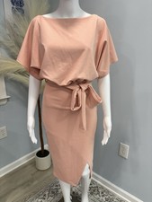 PrettyLittleThing Blush Pink Tie Waist Midi Dress Size 6 NWT Going Out
