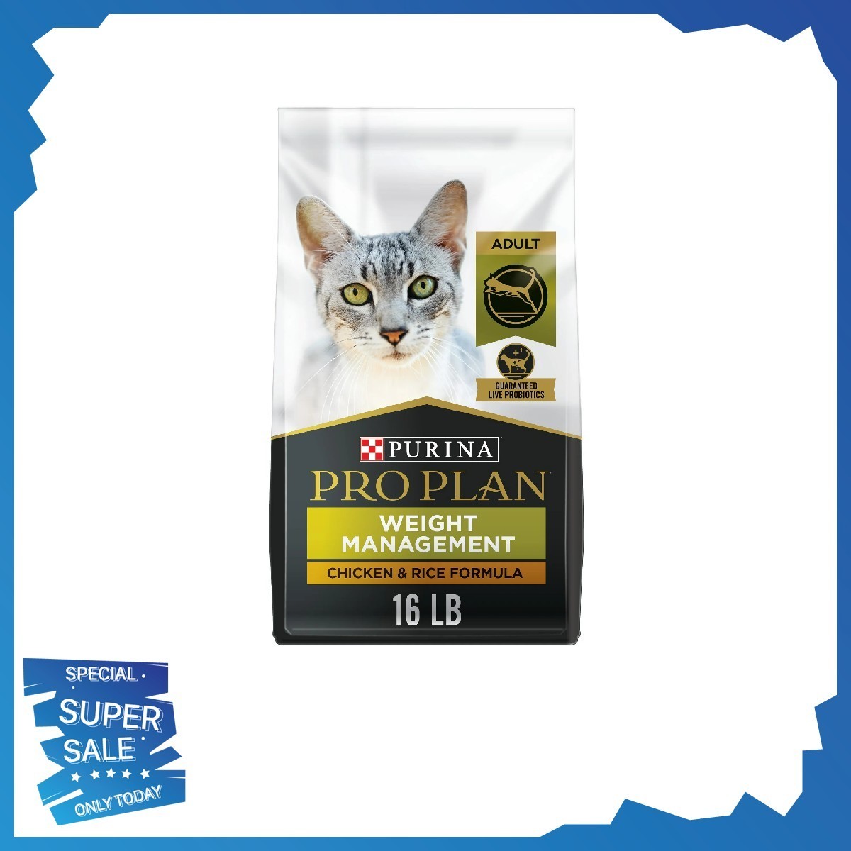 Purina Pro Plan Weight Management Dry Cat Food, Chicken & Rice, 16 lb Bag