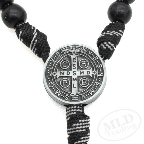 Heiliger Benedikt Paracord Rosenkranz Halskette Holzperlen Kruzifix Kreuz 22 Zoll - Bild 12 von 13