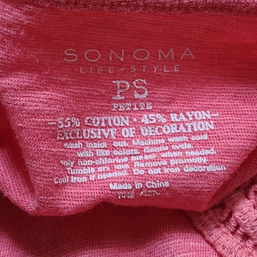Sonoma Womens Petite S Top Pullover Short Sleeve Orange Crocheted Trim - Picture 10 of 10