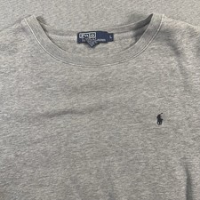 VTG Polo Ralph Lauren Sweatshirt Mens L Grey Pony Embroidered Crewneck Pullover