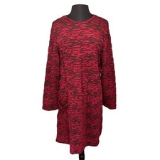 Nyah Sangria A Line Tunic Dress Women's Size 3X Red Black 3/4 Sleeve Holiday