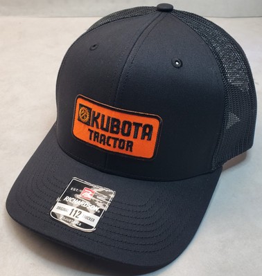 Kubota Tractor Emb. Patch on  Richardson 112 Trucker Hat Snapback Black/Black 