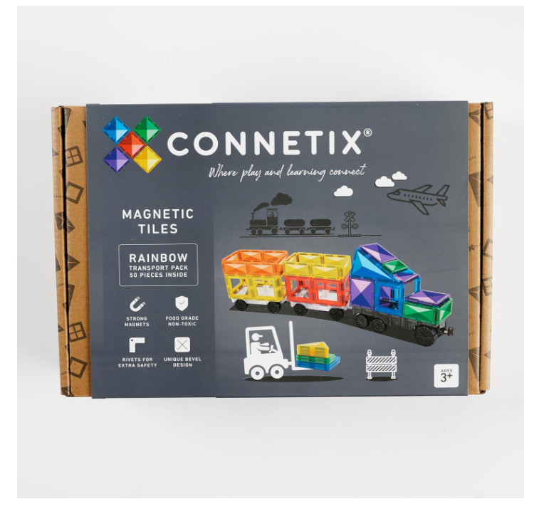 Connetix Rainbow Transport Pack – 50‑Piece Magnetic Building Set - Free Shipping