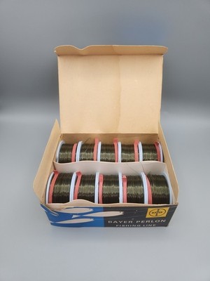Vintage Bayer Perlon Trade Box 10 Reels 27 lb 100 yd Fishing Line