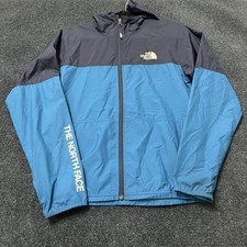 The North Face Jacket Boys XL 18/20 Blue Hooded Shell Windbreaker Full Zip Logo