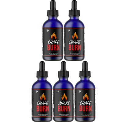 Shape Burn Drops For Weight Loss Management, Fat Burning Formula - 5 Bottles