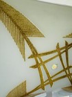 Vintage 50's midcentury modern glass shade Ceiling Light fixture Gold Fern Leaf — photo 4