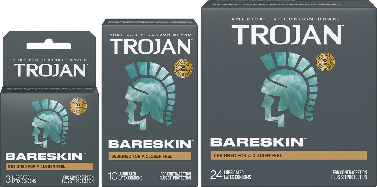 Trojan Bareskin Thinnest Sensitive Premium Lubricated Latex Condoms