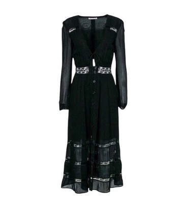 Reformation Imogen Lace Midi Dress Size Long Sleeve Chiffon Deep