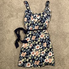 GAP Floral Linen Blend Sun Dress Womens Medium Bloomcore Bohemian Cottagecore