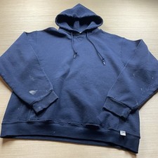 Vintage Russell Athletic Hoodie Distressed Y2K Thrashed L Navy Grunge