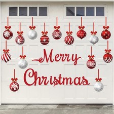 36 Pcs Christmas Garage Door Magnets Decorations, Xmas Medium, Red Silver