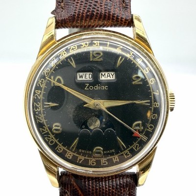 ZODIAC VINTAGE Armbanduhr Mondphasen Mit ETA 1100 TRIPLE DATE Überholt