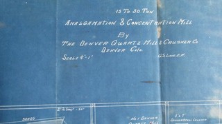 1890's Denver Quartz Mill & Crusher Original Blue Print Plan Denver Colo. Mining