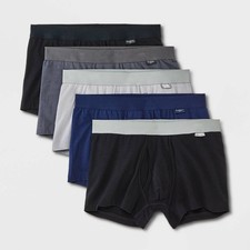 Men's Trunks 5pk - Goodfellow  Co  Gray/Blue/Black XL: Mid Rise, Knit Fabric