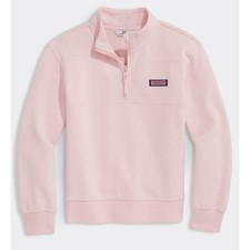 Vineyard Vines Surf Terry Shep Shirt Sweatshirt Girls XL 16 Pink Quarter Zip