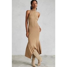 Anthropologie Ribbed Mock Neck Maxi Dress XL Cedar NWT