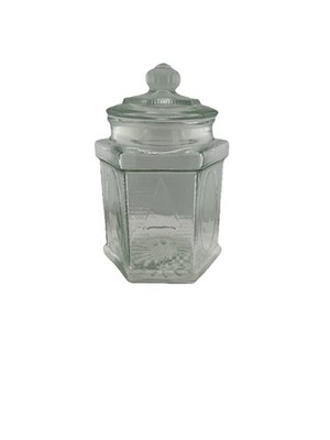 Clear Glass Kitchen Canister Jar With Lid Hexagon Faceted Storage Container