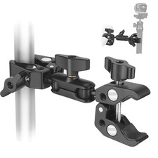 Double Super Clamp Camera Mount, Umbrella Holder Bracket with 360 Ballhead M