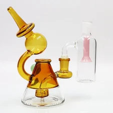 7'' Glass Smoking Hookah Waterpipe Tobacco Perc Bong with 14mm Bowl& ash catcher