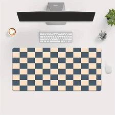 40*90cm1pc Blue and beige checkered pattern Pad for Desk, Gaming, Office Decor,