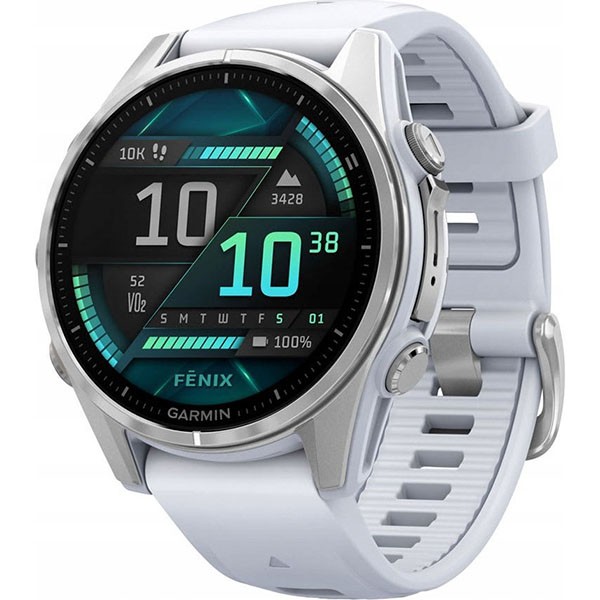 Reloj inteligente multideporte Garmin Fenix 8 de 43 mm, color plata/blanco piedr
