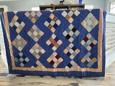 Vintage Handmade Patchwork Quilt 82 x 67 Folk Art Scrap Fabric - 1950s