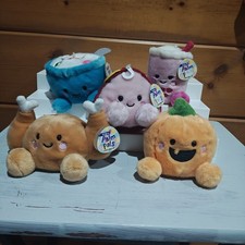 Lot of 5 Food themed Palm Pals Plush Cereal Boba Turkey Pumpkin Virginia Ham D41