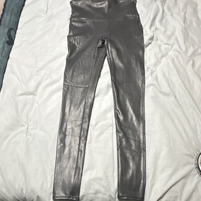 Spanx Faux Leather Leggings Black Size L Solid Nylon Elastane Women