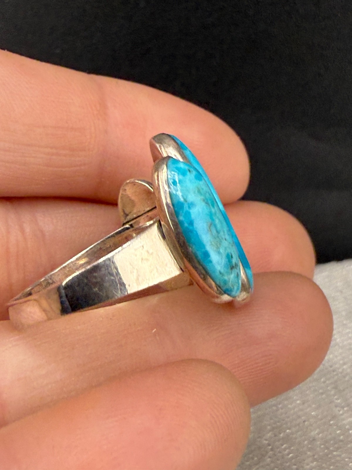 Turquoise Sterling Silver Ring Signed Turquoise N… - image 5