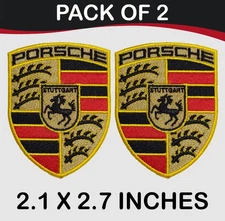 Pack of 2 Porsche Logo Iron On Patch - Sew Patch - Embroidered Patch