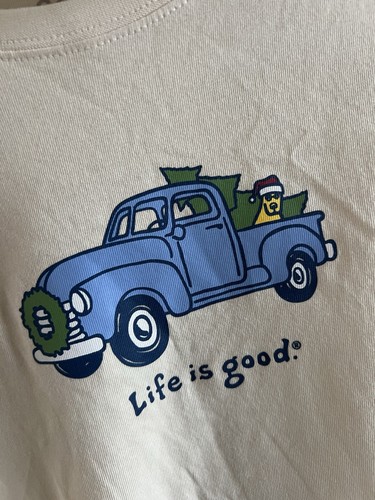 New Life Is Good Mens Shirt Size L Truck Yellow Dog Long Sleeve Vintage Shirt - Picture 1 of 8