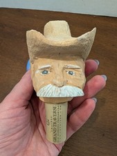 Hand Carved Wooden Wine Bottle Stopper Western Cowboy, Chateau Grand Traverse MI