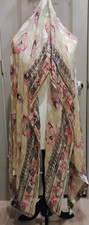 Beige Pink Brown Bohemian Paisley Sheer Unbranded Oblong Scarf/Wrap 84"X 42"