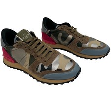 Valentino Garavani Rockrunner Camo Women's Sneakers Multi Color Suede Leather