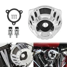 Chrome CNC Cut Air Filter Gray Intake For Harley Touring Road King Glide 17-2025