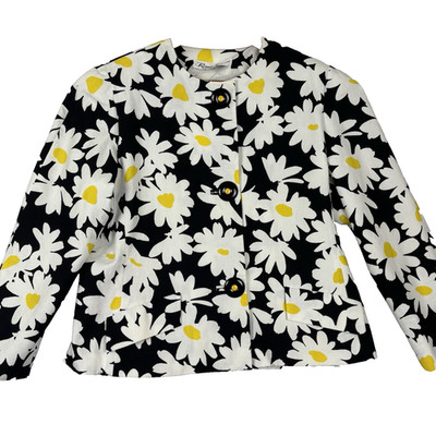 VINTAGE 60's Robert Leonard Blazer Jacket Daisy WMs 14 Floral Retro Fun