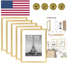 12x16 Picture Frame Set of 5, Display Pictures 8.5x11 with Mat or 12 x 16 Wit...