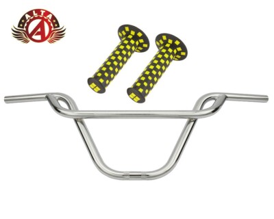 ALTA BMX Old School PRETZEL Chrome Handlebar W/124mm CHECKERED BMX