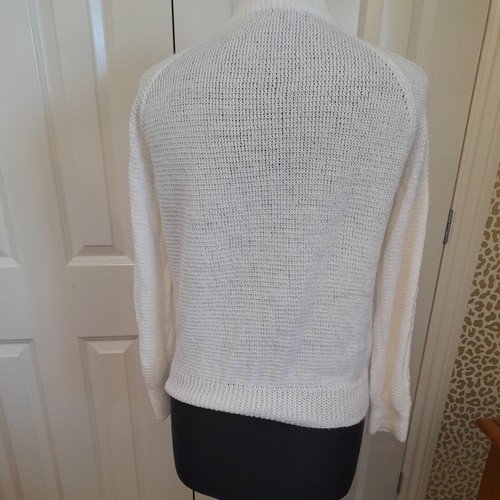 Vintage Handknit Acrylic Jumper Unworn Size 12 Medium Pristine White - Picture 6 of 6