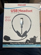 Maxell Headset with Adjustable Boom MIC and USB-A Connection Connect to PC and