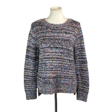 Alison Andrew Womans Multicolor Stripe Polkadot Sweater Size XL Sequins Fuzzy