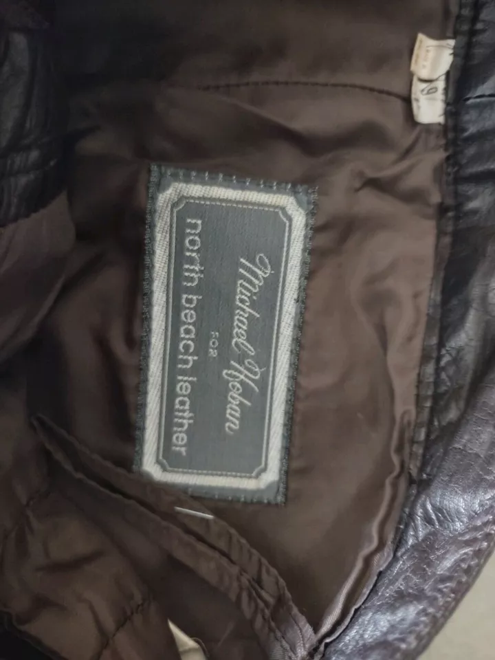 Vintage North Beach Leather Pants Brown Tapered Baggies Pleat Pockets Size 27x29 - Image 3 of 3