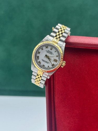 Rolex Datejust 69173 26mm White Roman 18k Yellow Gold & Steel 1991 Box & Papers - Picture 6 of 8
