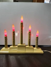 Vintage GEM 5 Light Christmas Electric Candolier Window Candles Flame Bulbs BOX