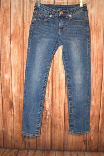 True Religion Girls Slim Straight Pocket Flaps Blue Denim Jeans Sz 8 - Picture 4 of 12